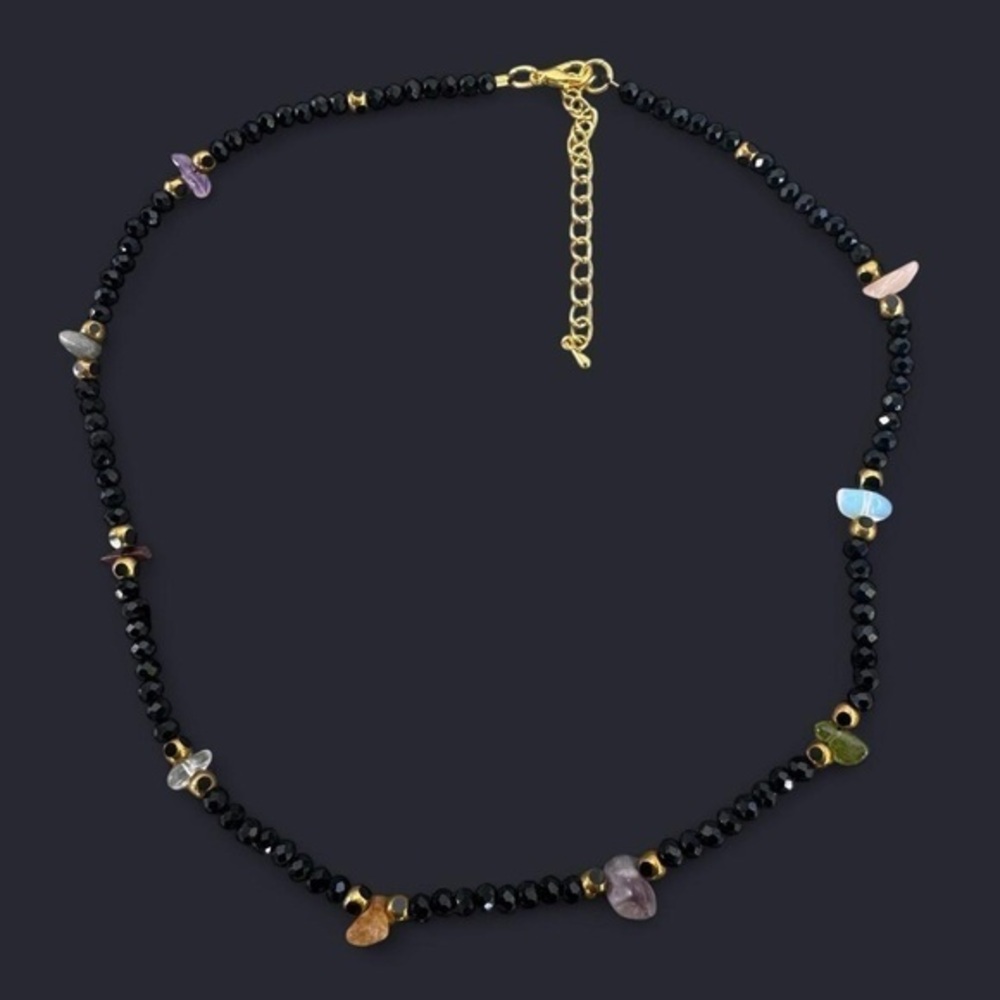 Black Crystal Glass Bead Necklace
